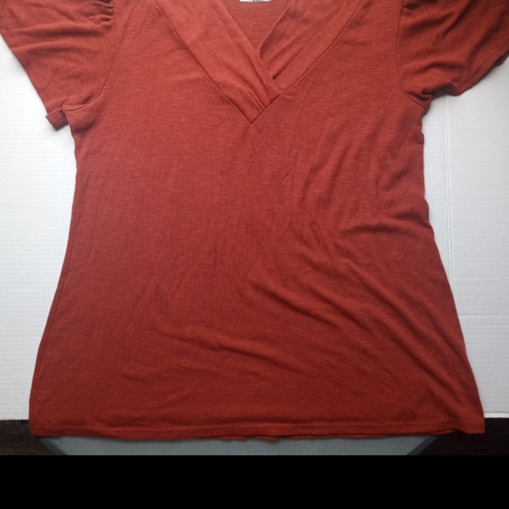 Women's Rust V-Neck Top